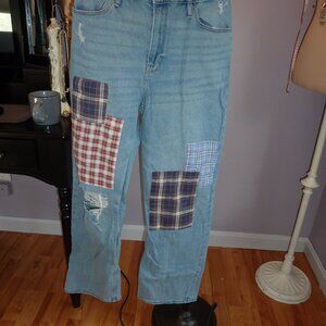 Hollister Jeans  28x31 Ultra High-Rise Dad Blue Vintage Stretch Patchwork
